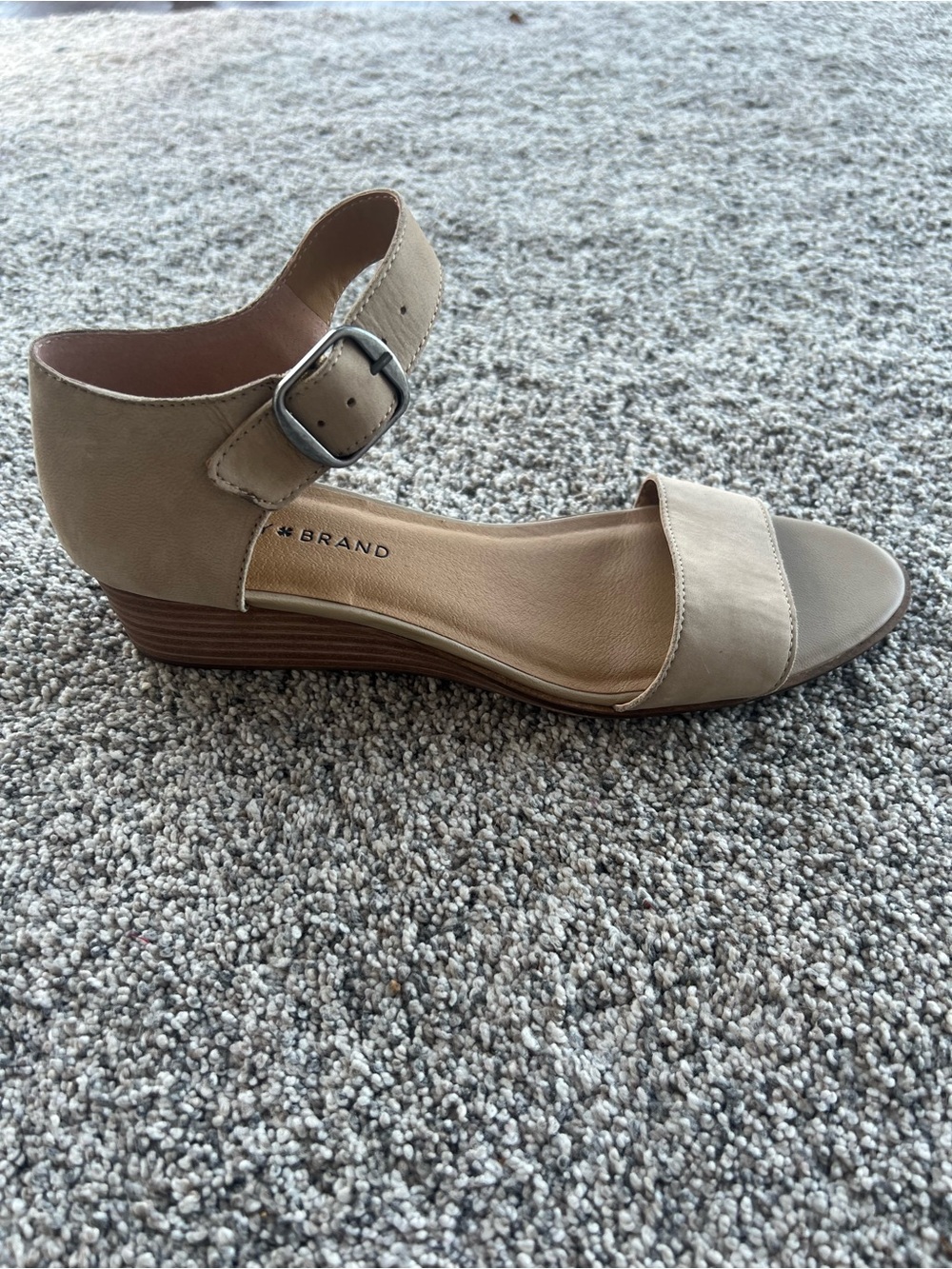Lucky Brand Neutral Beige Ankle-Strap Wedge Sandal